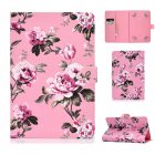Universal 10Inches Laptop Protective Case with Front Snap Cute Cartoon Color Painted PU Cover  Pink flower