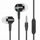 Universal 3.5mm Plug Wired In-ear Earbuds Portable Wire Control Mobile Phone Gaming Headset With Microphone black
