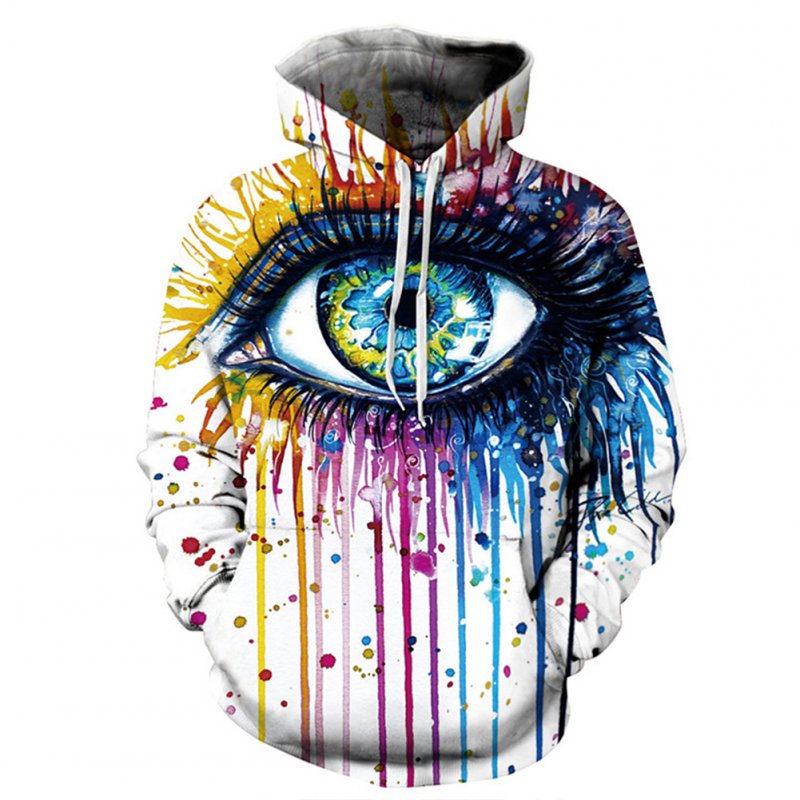 Universal 3D Graffiti Large Eye Printing Hooded Sweatshirt Photo Color_M