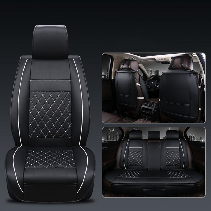 Universal All Car Leather Support Pad Car Seat Covers Cushion Accessories Black and white standard edition single
