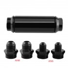 Universal Aluminum 44mm Car Inline Oil Fuel Filter With AN6 AN8 Adapter Fittings black