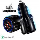 Universal Aluminum Alloy Qc3.0 Dual Usb Car Charger Fast Charging Stable Performance Smart Shunt Built-in Management Chip Car-charger black