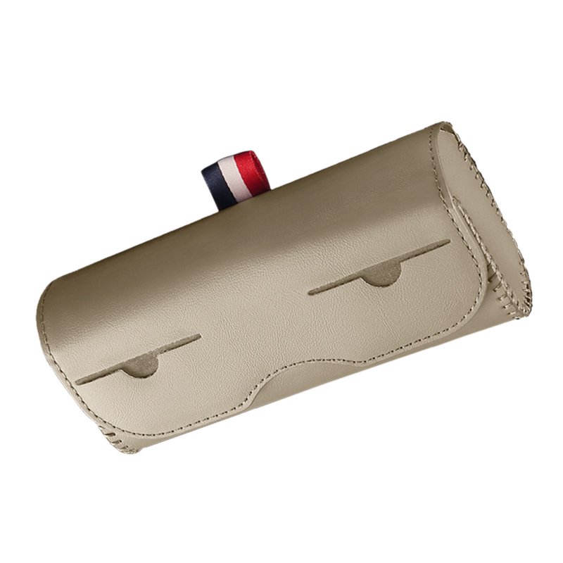 Universal Car Sunglass Holder Sun Visor Eyeglasses Case Clip Hanger Sunglasses Storage Protective Box Auto Accessories beige