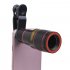 Universal Clip on 8X Optical Zoom HD Monocular Telescope Camera Lens For Mobilephone Tablet Black