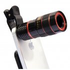 Universal Clip-on 8X Optical Zoom HD Monocular Telescope Camera Lens For Mobilephone Tablet Black
