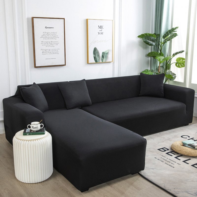 Universal Cloth Sofa Covers for Living Room Elastic Spandex Slipcovers black_Four persons (applicable to 235-300cm)