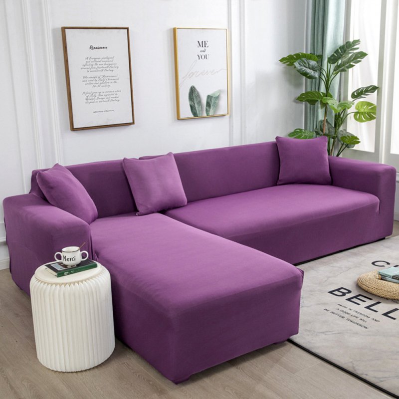 Universal Cloth Sofa Covers for Living Room Elastic Spandex Slipcovers purple_Four persons (applicable to 235-300cm)