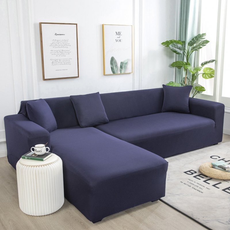 Universal Cloth Sofa Covers for Living Room Elastic Spandex Slipcovers Navy_Four people (applicable to 235-300cm) Four people (applicable to 235-300cm)