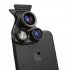 Universal Extended Polarization Wide angle Lens Macro External Camera 5 in 1 Mobile Phone Fisheye Lens black
