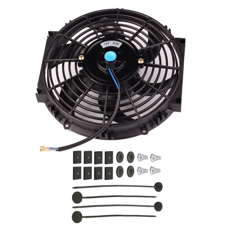 Universal 10inch Slim Fan Push/Pull Electric Radiator Cooling Engine Kit 12V 80W