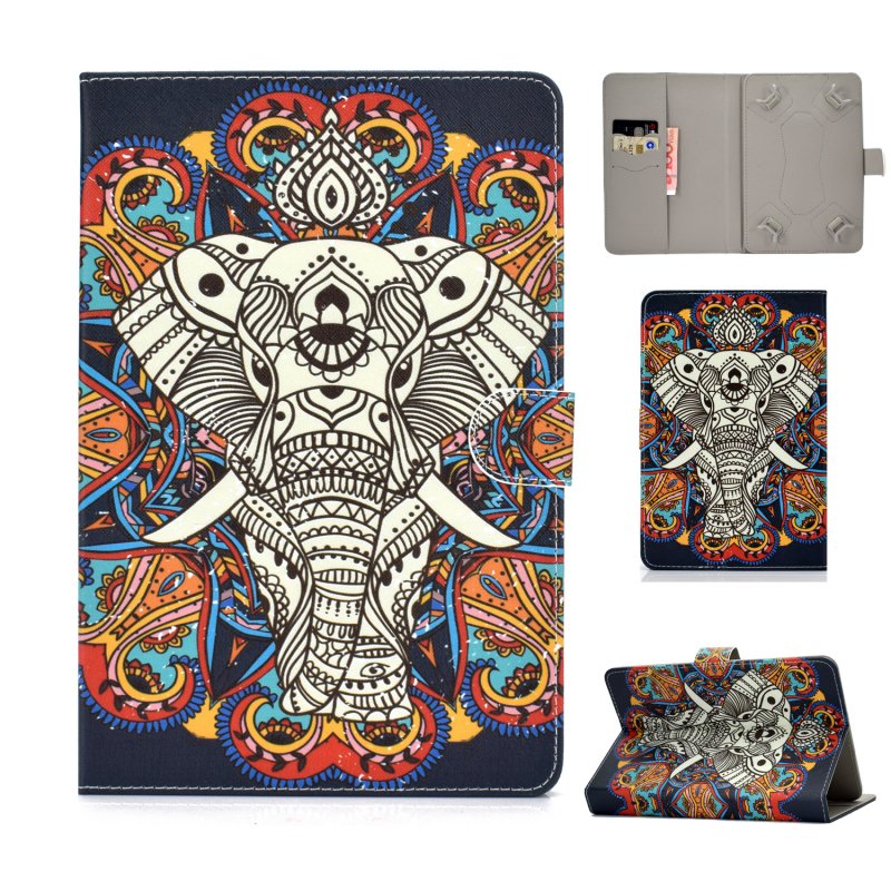 Universal Laptop Protective Cover Color Painted 8 Inches PU Case with Front Snap Fun elephant