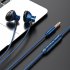 Universal Metal Half Ear Wired  Headset Wire Control 9d Surround Sound Quality Noise Reduction Game Sports Buds Headphones  Blue 