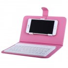 Universal Mobile Phone Keyboard  +  Leather  Case Set Portable Wireless Bluetooth Keyboard For Smartphone Pink