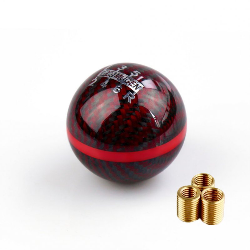Universal Real Carbon Fiber Ball Manual Mt Gear Shift Shifter Knob 6-speed black and red double edges