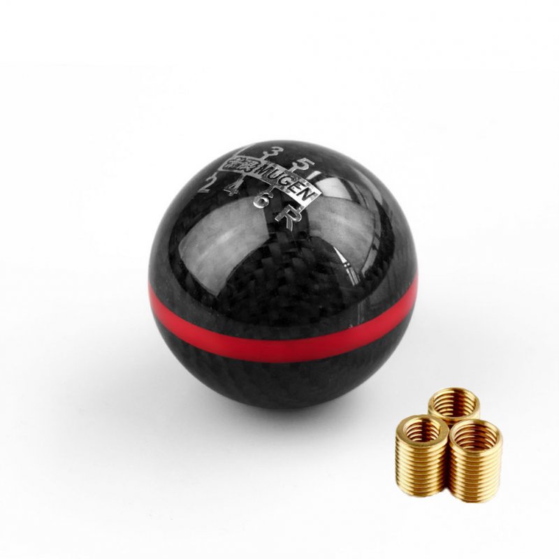 Universal Real Carbon Fiber Ball Manual Mt Gear Shift Shifter Knob 6-speed red edge