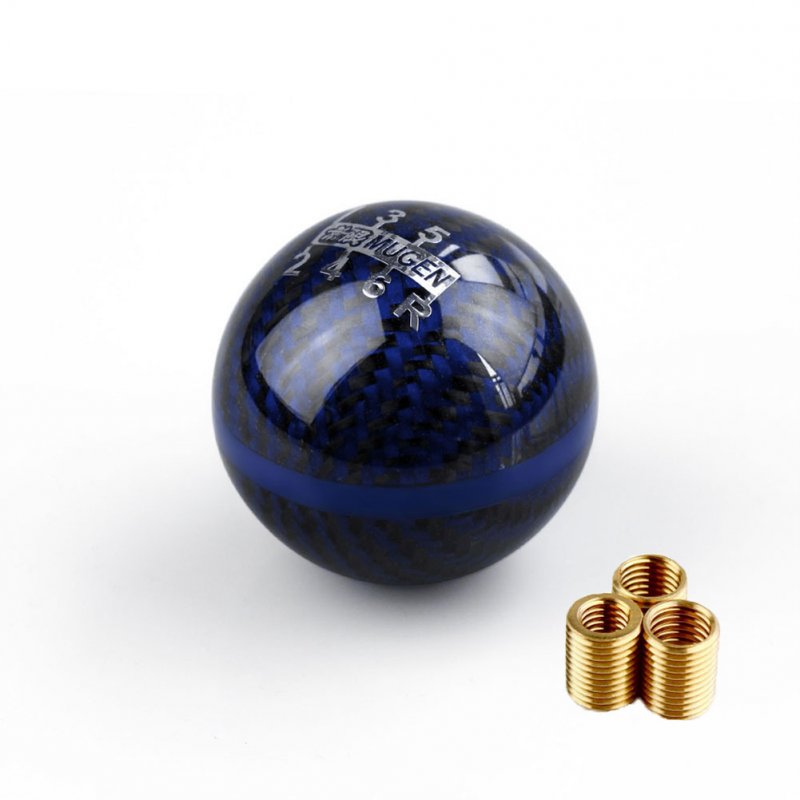 Universal Real Carbon Fiber Ball Manual Mt Gear Shift Shifter Knob 6-speed black and blue double edges