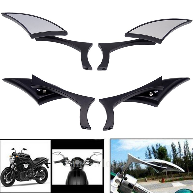 Universal Rearview Mirror Aluminium Alloy Blade Motorcycle Rearview Side Mirrors black