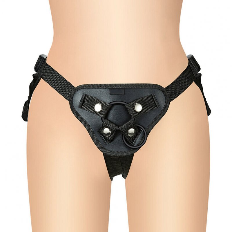 Universal Strap-On Harness Lesbian Pants O-Rings Sex Toy Dildo Attachment black