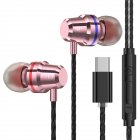Universal Type c Wired Earphone In ear Noise Reduction Wire controlled Tuning 3 5mm Phone Headset rose gold