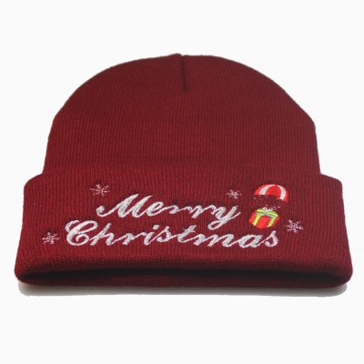 Universal Winter Knitting Wool Hat Warm Merry Christmas Embroidered Knitted Hat