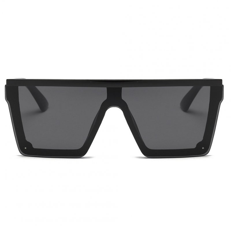 Universal Women Fashion Large Square Frame Sunglasses UV400 Sunglasses Black frame double gray_#1