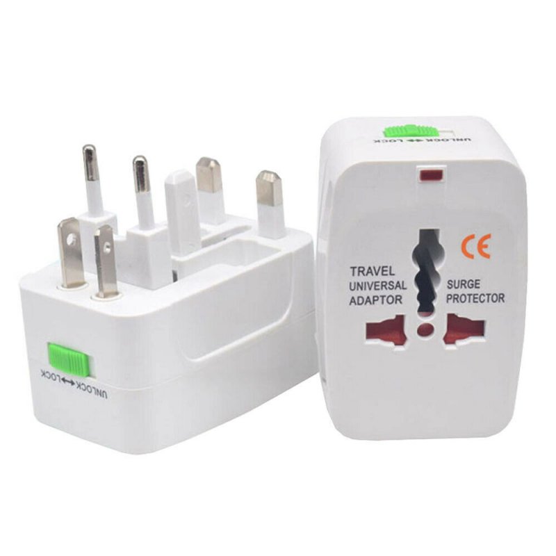 Universal Worldwide Adapter Electric Socket AU UK US EU Plug Adaptor Travel Wall Charger AC Power Option 2 USB Charging Port International Plug Adaptor white no