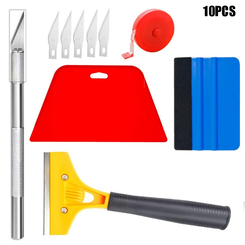 10Pcs Window Tint Application Tools Utility Knife With Blades Film Squeegee Professional Vinyl Wrap Installation Kit 