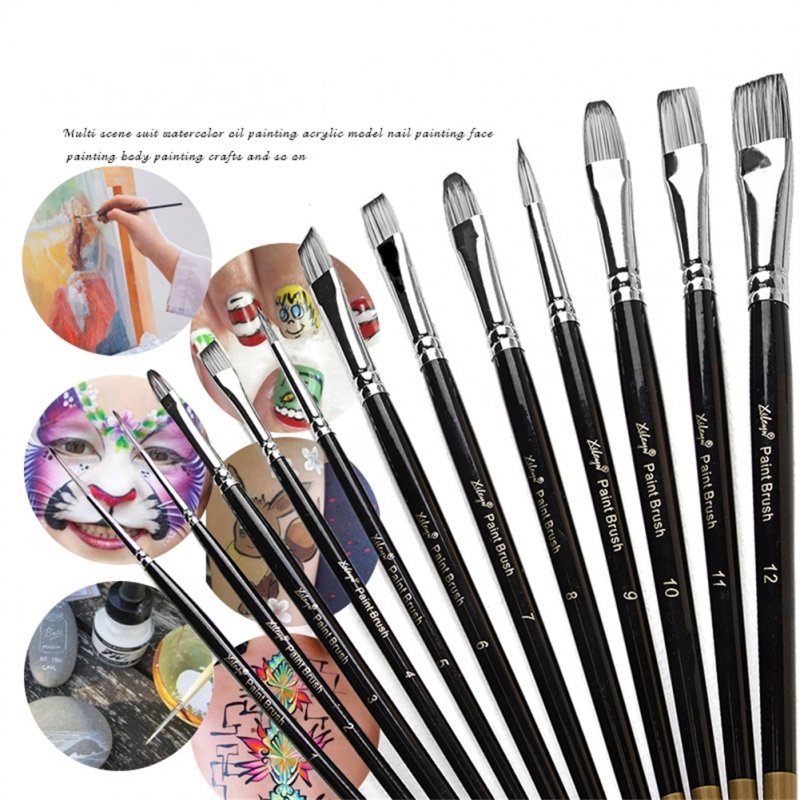 12pcs Professional Watercolor Paint Brushes Set Artist Paint Brush Art Supplies for Children Beginner