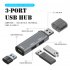 Usb 3 0 Hub Splitter 3 in 1 Computer Hub Extensions Notebook Multi port Usb Adapter Station Portable Data Usb Splitter silver