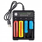 Usb Battery Charger 4-slot Independent Charging Adapter Two-color Indicator For 18650 Lithium Battery black