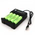Usb Battery Charger 4 slot Independent Charging Adapter Two color Indicator For 18650 Lithium Battery black