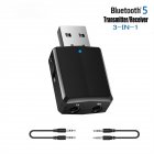 Usb Bluetooth 5.0 Transmitter Receiver 3 In 1 Edr Adapter 3.5mm Aux Cable For Tv Pc Stereo Audio black