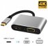 Usb C 4k Type C To Hdmi compatible Vga Usb3 0 Hub Adapter Dual Output for Galaxy S10 S9 S8 Huawei Silver