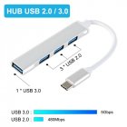 Usb C Hub 3 0 3 1 Type C 4 Port Multi Splitter Adapter OTG For Pc Computer Notebook Accessories Silver boxed