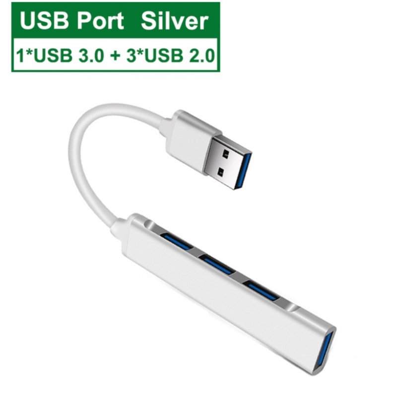 Usb C Hub 3.0 Type C 3.1 4-port Distributor OTG Adapter For Lenovo Macbook Pro 13 15 Air Pro Computer Accessories Silver USB3.0 interface