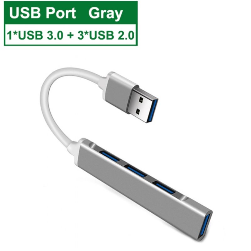 Usb C Hub 3.0 Type C 3.1 4-port Distributor OTG Adapter For Lenovo Macbook Pro 13 15 Air Pro Computer Accessories Gray USB3.0 interface
