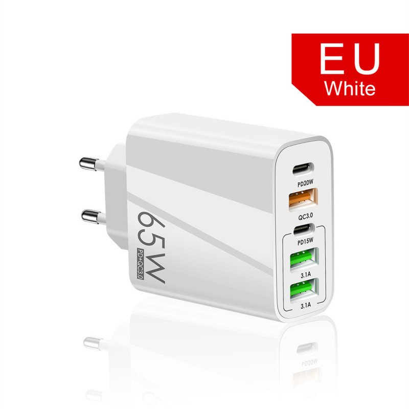 Usb C Wall Charger Block 65w Type C Pd Qc3.0 Fast Charging Adapter For Iphone Ipad Android Tablet white EU Plug