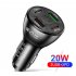 Usb Car Charger 20w Pd Qc3 0 Type 3 1a 2usb Fast Charging Adapter Multi functional Multi port Charger black