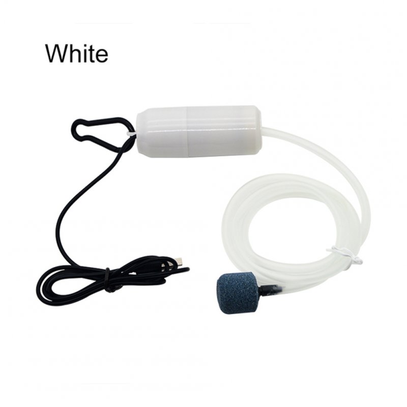 Usb Charging Portable Oxygen Pump Fish Tank Aquarium Supplies Small Energy Saving Pump Ultra-quiet Mini Aerator With Air Stone white