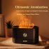 Usb Flame Night Light Air Humidifier Aromatherapy Essential Oil Diffuser Cool Mist Maker Led Lamp Black  180ml 