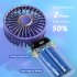 Usb Hand held Portable Mini Fan Folding Digital Display Office Desktop Electric Fan With A Neck Lanyard purple