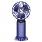 Usb Handheld Electric Fan 4 Adjustable Levels Digital Display Strong Wind Long Endurance Cooling Fan Dark blue