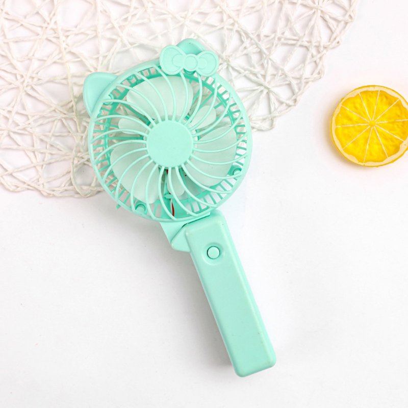 Usb Mini Folding Fans Electric Portable Cartoon Small Fans for Student Desktop Blue pointed ear bow_22.5*2.5cm