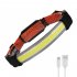 Usb Rechargeable Night  Light Rechargeable Cob Headlight Red Light Warning Lamp as picture show