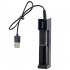 Usb Smart Single Slot Charger 18650 Lithium Charger Small Fan Flashlight Battery Charging Adapter With Indicator Light black