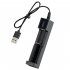 Usb Smart Single Slot Charger 18650 Lithium Charger Small Fan Flashlight Battery Charging Adapter With Indicator Light black