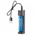 Usb Smart Single Slot Charger 18650 Lithium Charger Small Fan Flashlight Battery Charging Adapter With Indicator Light black