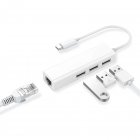 Usb Type-c To RJ45 Network  Cable  Hub 100m Free Drive 2.0 Hub Network Card White