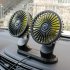 Usb Vehicle Fan Dual Head Powerful 3 speed Adjustable Dashboard Air Outlet High Airflow Fan Car Summer Accessories black