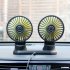 Usb Vehicle Fan Dual Head Powerful 3 speed Adjustable Dashboard Air Outlet High Airflow Fan Car Summer Accessories black